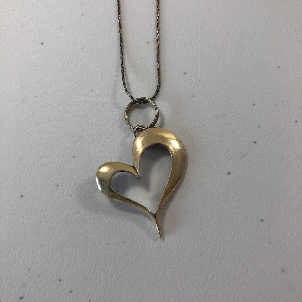Chunky Heart Pendant Necklace Sterling Silver Statement Big Pendant Birthday